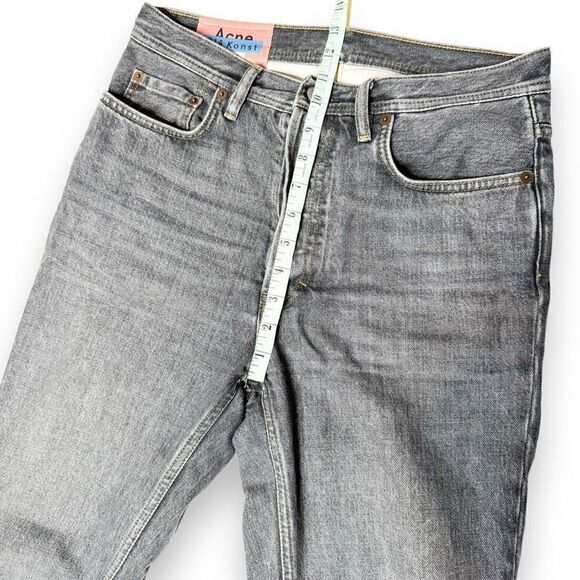Acne Studios Blå Konst Gray Denim Straight Leg Button Fly Cropped Jeans Size 26 - Picture 10 of 14